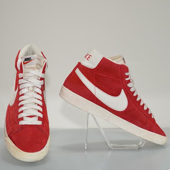 Nike Blazer High Suede VNTG Crimson Red - Size 11.5 - Picture 7 of 9